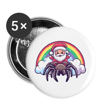 Tarantula Weihnachtsmann Weihnachten - Buttons groß 56 mm (5er Pack) - Weiß - Vorne