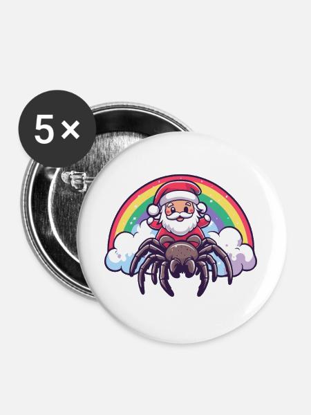 Tarantula Weihnachtsmann Weihnachten - Buttons groß 56 mm (5er Pack) - Weiß