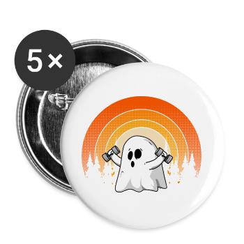 Bodybuilder Ghost Halloween Costume Gym Lover - Buttons large 2.2''/56 mm (5-pack) - white - Front