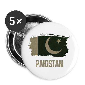Pakistan Grunge Flag, Pakistani Proud - Buttons large 2.2''/56 mm (5-pack) - white - Front