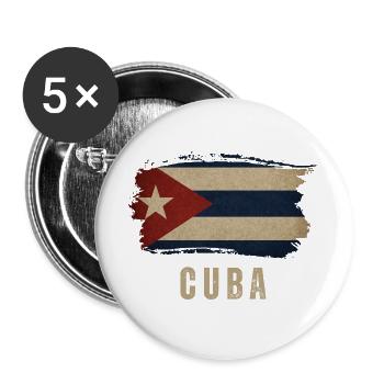 Drapeau grunge de Cuba, fier Cubain - Lot de 5 grands badges (56 mm) - blanc - Devant