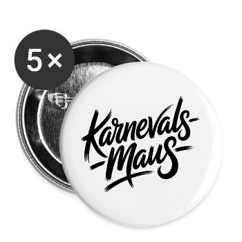 Karnevalsmaus Karneval Köln Kölner Karnevals Maus - Buttons groß 56 mm (5er Pack) - Weiß - Vorne