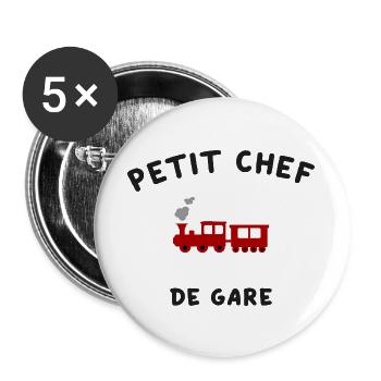 Petit Maître de Gare Lokomotive - Buttons groß 56 mm (5er Pack) - Weiß - Vorne
