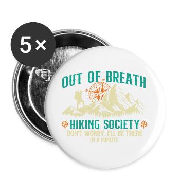 À bout de souffle Hiking Society Drôle Randonneur en plein air - Lot de 5 grands badges (56 mm) - blanc - Devant