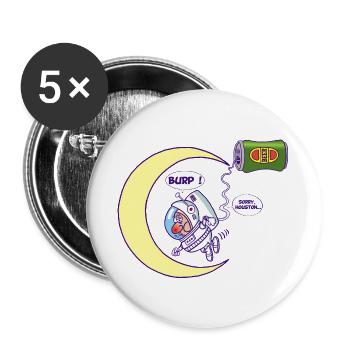 Astronaute et bière - Lot de 5 grands badges (56 mm) - blanc - Devant