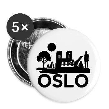 oslo silhouette wahrzeichen - Buttons groß 56 mm (5er Pack) - Weiß - Vorne