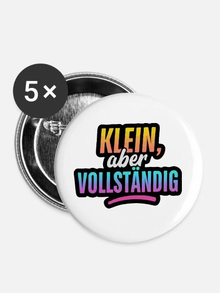 Klein, aber Vollständig - Buttons groß 56 mm (5er Pack) - Weiß