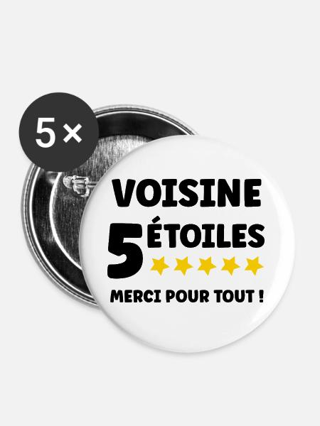 Nachbar - Buttons groß 56 mm (5er Pack) - Weiß