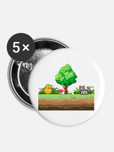 Pixelgarten Abenteuer - Buttons groß 56 mm (5er Pack) - Weiß