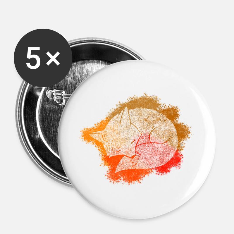 Zentangle Fuchs - Buttons groß 56 mm (5er Pack) - Weiß