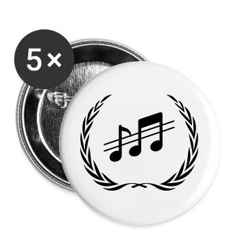 Musik Noten Kranz - Buttons groß 56 mm (5er Pack) - Weiß - Vorne