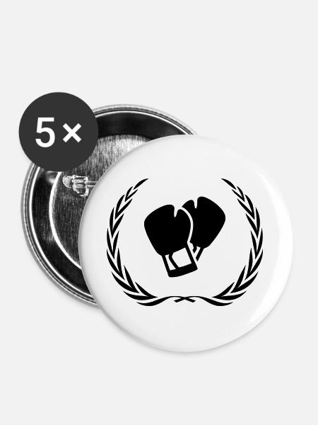 Boxhandschuhe Kranz - Buttons groß 56 mm (5er Pack) - Weiß