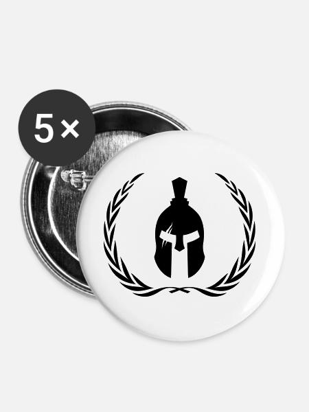 Spartaner Helm Gladiator Kranz - Buttons groß 56 mm (5er Pack) - Weiß