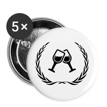 Wein Gläser Kranz - Buttons groß 56 mm (5er Pack) - Weiß - Vorne