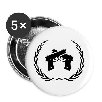 Couronne de symbole d’arme à feu - Lot de 5 grands badges (56 mm) - blanc - Devant