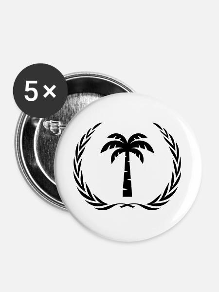 Palme Symbol Kranz - Buttons groß 56 mm (5er Pack) - Weiß