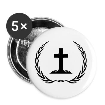 Cross Symbol Wreath - Buttons large 2.2''/56 mm (5-pack) - white - Front