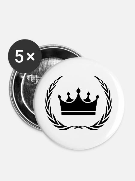 Krone Symbol Kranz - Buttons groß 56 mm (5er Pack) - Weiß