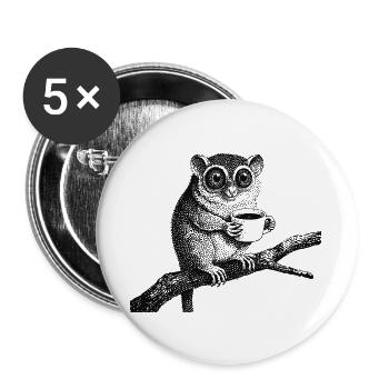 Kaffee Tarsier - Buttons groß 56 mm (5er Pack) - Weiß - Vorne