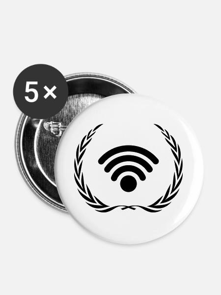 Wlan Internet Kranz - Buttons groß 56 mm (5er Pack) - Weiß