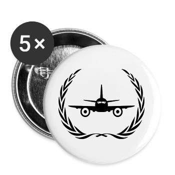 Airplane Symbol Wreath - Buttons large 2.2''/56 mm (5-pack) - white - Front