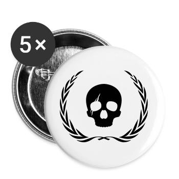 Couronne de crâne de squelette - Lot de 5 grands badges (56 mm) - blanc - Devant