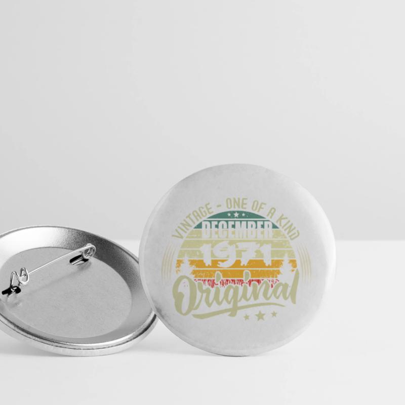 Dezember 1971 - Vintage Authentic Dezember 1971 Buttons groß 56 mm (5er Pack)