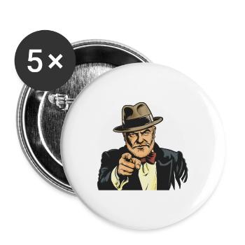 Vintage Gangster Index Finger (I want you!) - Buttons large 2.2''/56 mm (5-pack) - white - Front