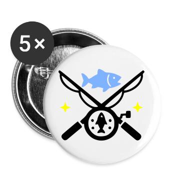 Fishing & Fishing | Petri Heil Hobby Logo - Buttons large 2.2''/56 mm (5-pack) - white - Front