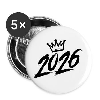 2026 Krone - Buttons groß 56 mm (5er Pack) - Weiß - Vorne