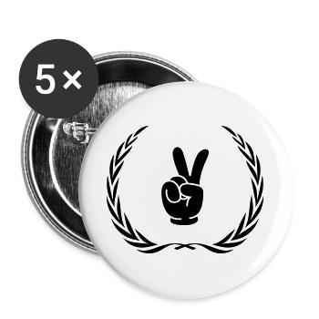 Peace Hand Comic Kranz - Buttons groß 56 mm (5er Pack) - Weiß - Vorne