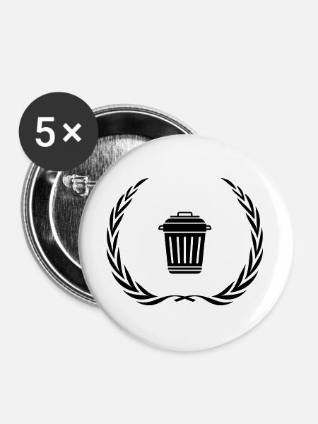 Mülltonne Symbol Kranz - Buttons groß 56 mm (5er Pack) - Weiß