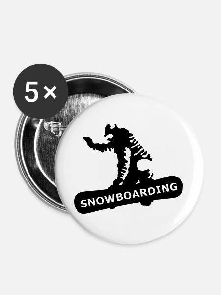 Snowboarding - Buttons groß 56 mm (5er Pack) - Weiß
