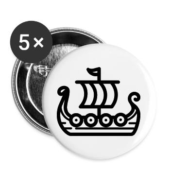 Wikingerschiff - Buttons groß 56 mm (5er Pack) - Weiß - Vorne