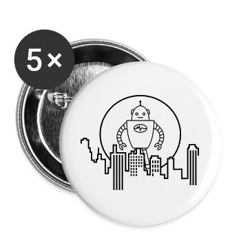City Silhouette Robot : IA rencontre le design urbain - Lot de 5 grands badges (56 mm) - blanc - Devant