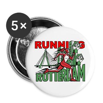 Läufer Rotterdam CityRun - Buttons groß 56 mm (5er Pack) - Weiß - Vorne