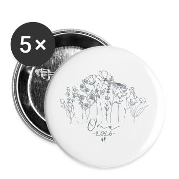 Stolze Oma 2026 Geschenkidee - Buttons groß 56 mm (5er Pack) - Weiß - Vorne