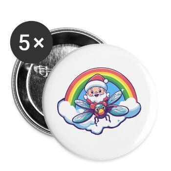 Libelle Weihnachtsmann Weihnachten - Buttons groß 56 mm (5er Pack) - Weiß - Vorne