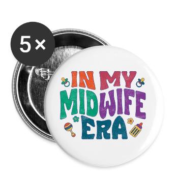In my Midwife Era - Buttons large 2.2''/56 mm (5-pack) - white - Front