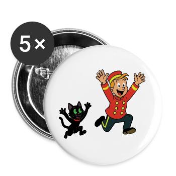 Franky & Meeko running happy - Buttons large 2.2''/56 mm (5-pack) - white - Front
