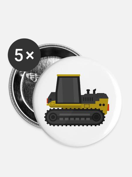 Raupenschlepper - Buttons groß 56 mm (5er Pack) - Weiß