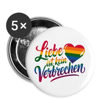 Love Is Not A Crime Rainbow Heart LGBT - Buttons large 2.2''/56 mm (5-pack) - white - Front
