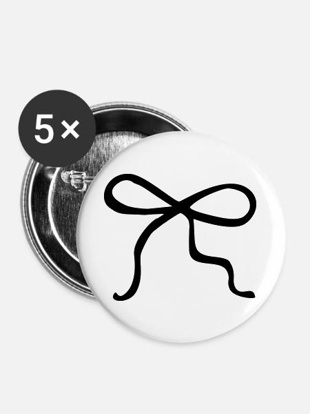 Schleife handgemalt - Buttons groß 56 mm (5er Pack) - Weiß