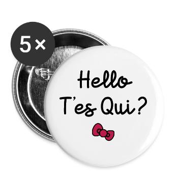 HALLO, WER BIST DU? - Buttons groß 56 mm (5er Pack) - Weiß - Vorne