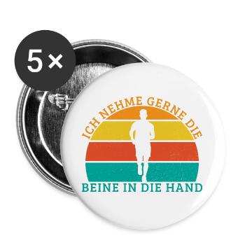 Running Likes to take hands in hands Runners - Buttons large 2.2''/56 mm (5-pack) - white - Front