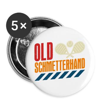 Padel Sport OLD SCHMETTERHAND Lustiges - Buttons groß 56 mm (5er Pack) - Weiß - Vorne