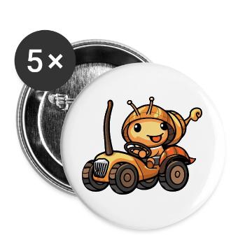 Éleveur de tracteurs à escargots - Lot de 5 grands badges (56 mm) - blanc - Devant