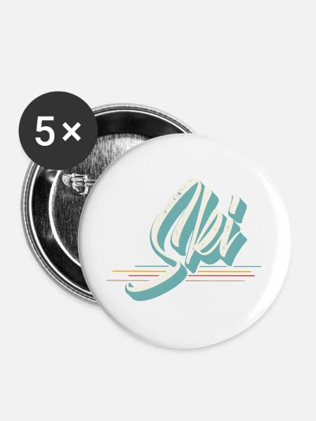 Ski - Buttons groß 56 mm (5er Pack) - Weiß