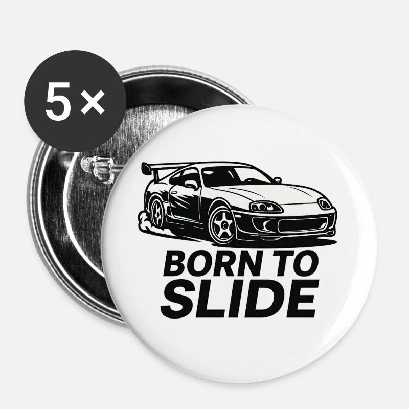 Born to Slide - Buttons large 2.2''/56 mm (5-pack) - white