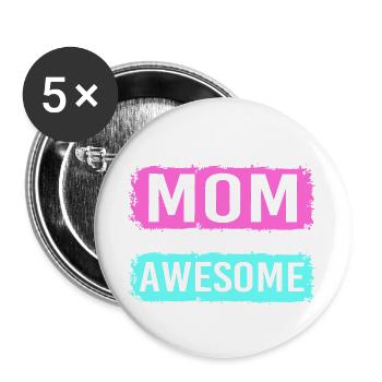 Alleinstehend Alleinerziehend Mutter Single Mama - Buttons groß 56 mm (5er Pack) - Weiß - Vorne